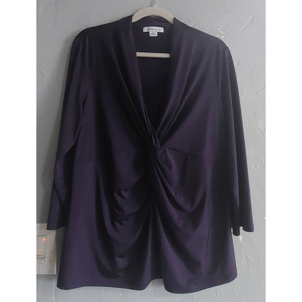 Liz Claiborne Tops Blouse Women's XL, Polyester, Spandex, Purple, 3/4 Sleeves.